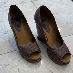 Michael Kors Brown Wedge Peep Toe Shoes